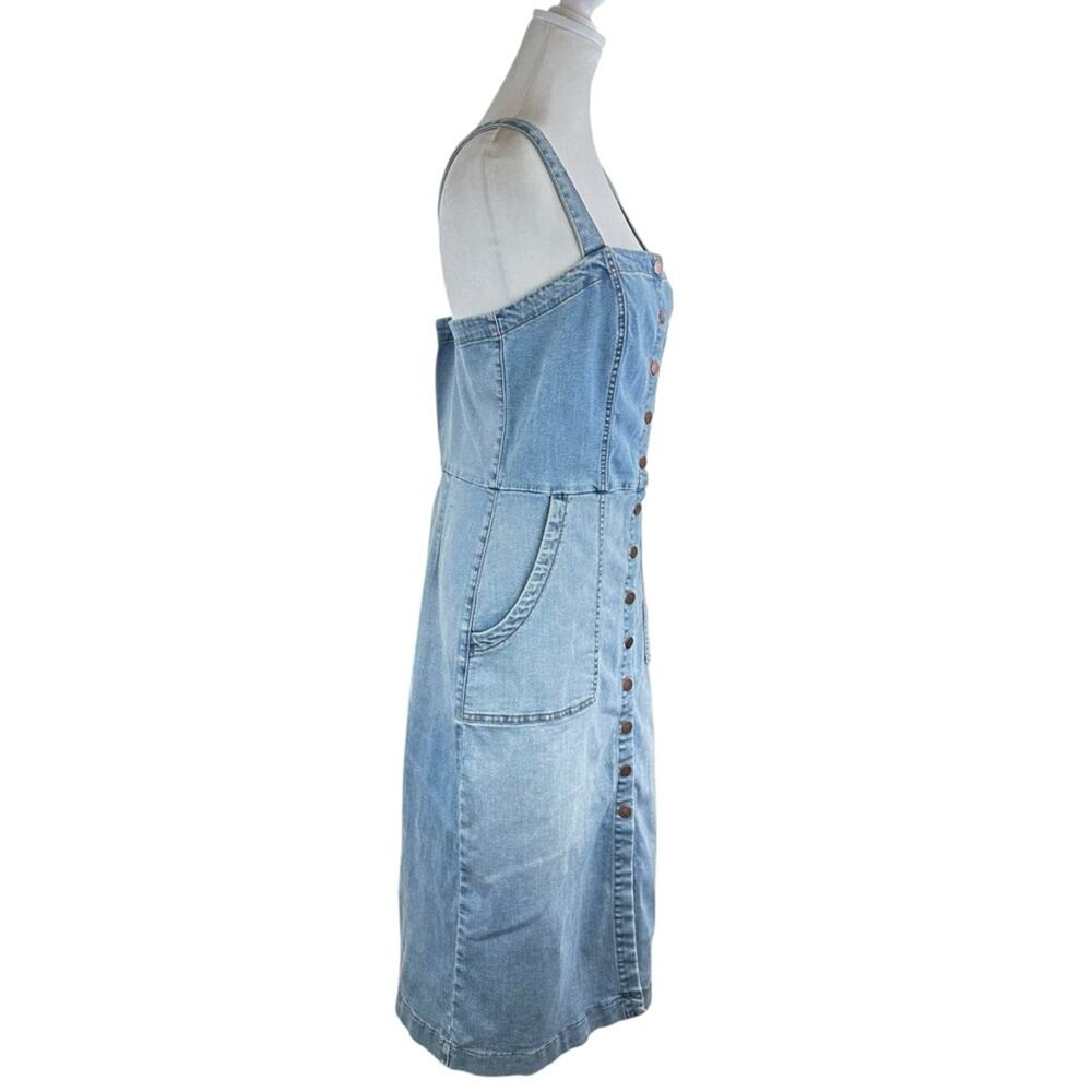 Level 99 Claire Denim Overall Snap Dress Light Blue Size Large Stretch - Picture 4 of 8